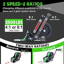 66FIT Boat Winches for Trailers, 3500lbs Heavy Duty Hardened Steel Boat Trailer Winch with 33FT Green Strap, 2-Way Ratchet 4:1/8:1 Gear Portable Hand Winch for Trailers Trucks ATVs Boat