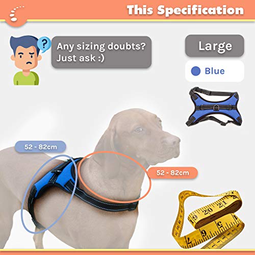 Zenify Pets Dog Harness - Chest Control Grab Adjustable Reflective for Large Dogs (Blue, Large)…