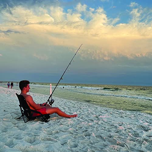STRONGBACK Low Gravity Beach Chair with Built-in Lumbar Back Support, Heavy Duty Portable Folding Beach Chair for Adults, Black
