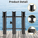 Xproutdoor Triple Fishing Boat Rods Holder with 360 Degree Rotation Mount Bracket, Adjustable 3 Poles Fishing Rod Rack Holder for Boat Kayaks Canoe, Black