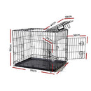 i.Pet Dog Crate Cage 36" Pet Kennel Crates Puppy Cat Fence House Outdoor Indoor Portable Carrier, Metal Wire with Triple Doors Lockable Foldable with Removable Tray and Handle