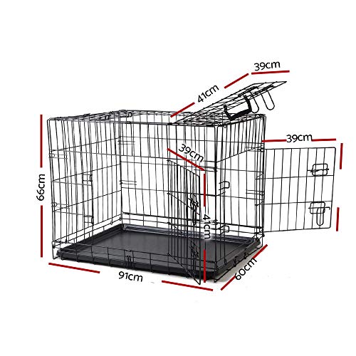 i.Pet Dog Crate Cage 36" Pet Kennel Crates Puppy Cat Fence House Outdoor Indoor Portable Carrier, Metal Wire with Triple Doors Lockable Foldable with Removable Tray and Handle