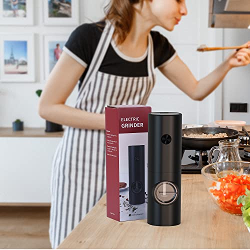 Yamdrok Electric Salt & Pepper Grinder, Automatic Pepper Mill with Adjustable Grind Coarseness, High Capacity Refillable Salt Pepper Shaker with LED Light, Battery Powered, One-Handed Operation