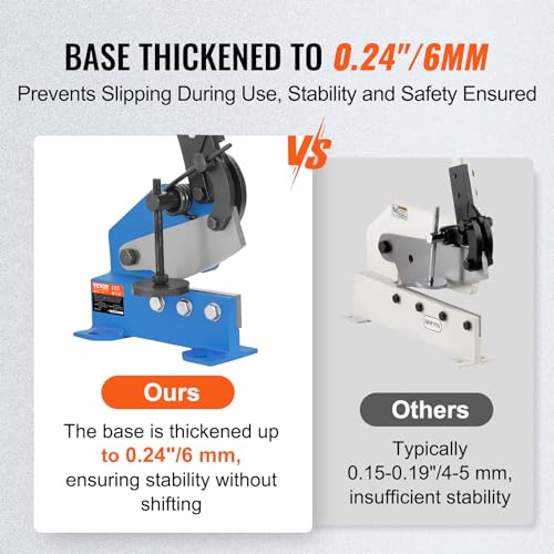 VEVOR Hand Plate Shear 5", Manual Metal Cutter Cutting Thickness1/4 Inch Max, Metal Steel Frame Snip Machine Benchtop 7/16 Inch Rod, for Shear Carbon Steel Plates and Bars