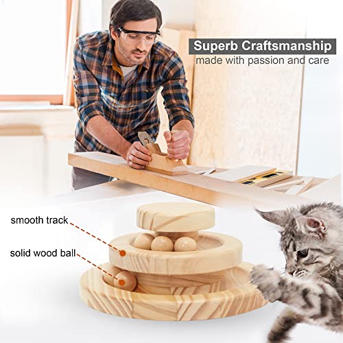Belvie Pets Wooden Cat Ball Track. This Interactive cat Toy Will Help Your cat Exercise and Relieve Stress and Boredom