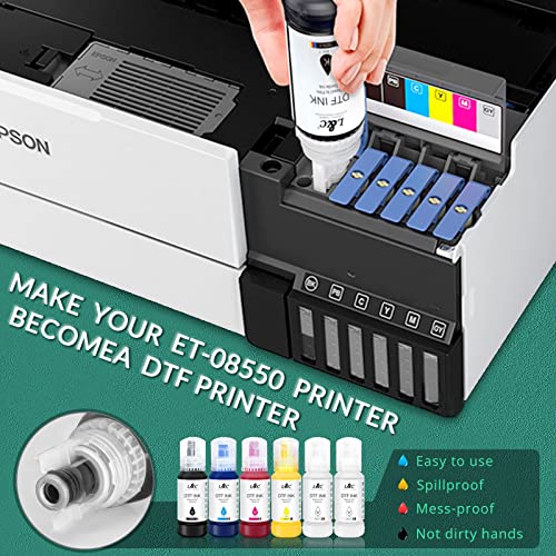 L&C DTF Ink for EPSON ET 8550, DTF Transfer Ink Refill for epson et-8550 D570 R1390 DTF Printers, Heat Transfer Printing Ink Set 100ml X 6
