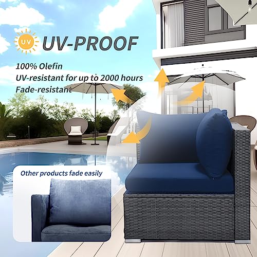FINCATI 14Pack Patio Cushion Covers Replacement,Outdoor Patio Sectional Cushion Covers,27x27 inch Outdoor Sofa Replacement Cushions Covers for Furniture Seat Chair Pillow,Only Cover Navy Blue