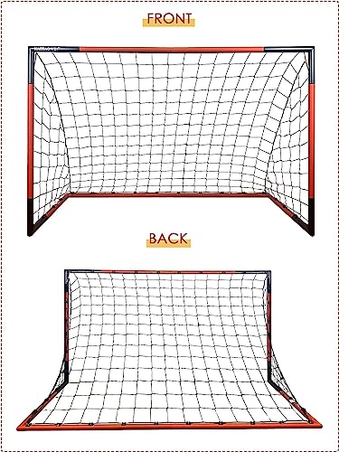 Soccer Goal-KAIHAOWIN Steel Frame Soccer Net with All Weather Net for Kids/Adult-Quick Assembly and Durable Sports Training Goals for Backyard Indoor Outdoor-Heavy Duty Matel Soccer Practice-6'x4'