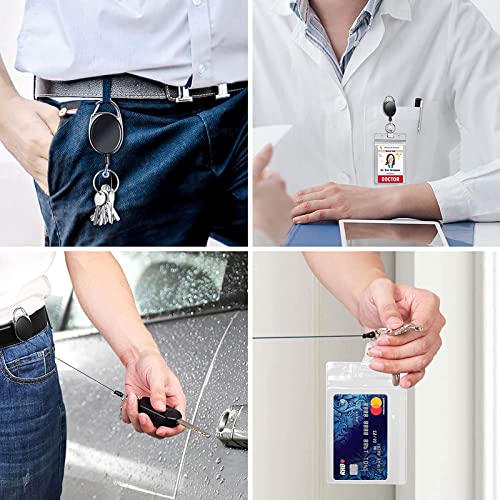 10Packs Retractable Badge Reel with Carabiner Reel Clip Key Ring Retractable ID Card Holder Key Chain Holders for Office Worker Doctor Nurse Employee