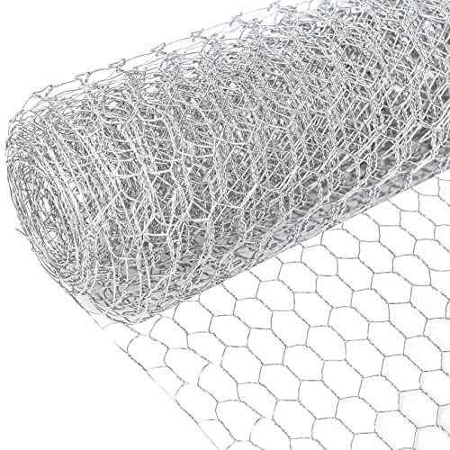 LAOJU Chicken Wire Netting Galvanized Hexagonal Poultry Netting Fence Wire Mesh Roll Fencing Wire Netting Garden Fence Animal Barrier with 25mm Holes, 40 X400CM