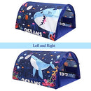 Lucky castle Bed Tent for Kids Toddler Foldable Game House Children Play Tents Breathable Cottage Combination Sleeping Canopy Playhouse Double Net Curtain with Storage Bag, Ocean,(bed tent-ocean)