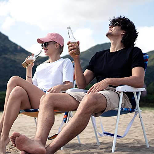 SunnyFeel Folding Beach Chair Lightweight, Portable Lawn Chair for Adults Heavy Duty 300 LBS with Cup Holders, Foldable Camping Chair for Outdoor (Orange Leaf)
