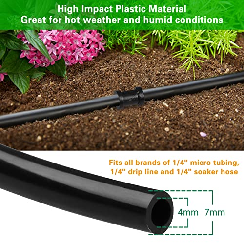 Gardrip 1/4 Inch Drip Irrigation Fittings Kit：200 Pieces Drip Irrigation Parts for 1/4" Drip Irrigation Tubing Drip Line Irrigation Barbed Connectors for Garden Drip Irrigation System 85 Couplings 60 Tees 20 Elbows 25 Plugs 10 Crosses