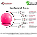 INTENT SPORTS Yoga Ball Chair – Stability Ball with Inflatable Stability Base & Resistance Bands, Fitness Ball for Home Gym, Office, Improves Back Pain, Core, Posture & Balance (65 Cm) (Pink)