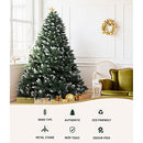 Jingle Jollys Christmas Tree 2.1m Snowy Xmas Trees, Decorations Holiday Party Gift Home Garden Store Decor, 7ft Snow Frosted 1000 Tips Easy Assembly Indoor Outdoor