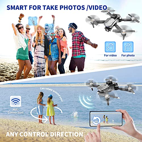 Brushless Motor Drone with Camera-4K FPV Foldable Drone with Carrying Case,2 batteries provide a total of 40 mins of battery life,120° Adjustable Lens,One Key Take Off/Land,Altitude Hold,360° Flip