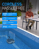 WYBOT Cordless Pool Vacuum, Robotic Pool Cleaner, with Updated Battery Up to 100Mins Runtime, Strong Suction, Automatic Vacuum for Above/In-ground Ground Flat Bottomed Pools Up to 80 Sq.m