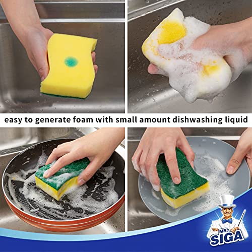 MR.SIGA Heavy Duty Scrub Sponge, 24 Count, Size:11 x 7 x 3cm, 4.3" x 2.8" x 1.2"