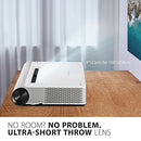 Viewsonic X2000L-4K Ultra Short Thorw Laser Projector with 4K UHD, 2000 ANSI Lumens, 0.22 ultra short throw ratio, Harman Kardon with Dolby/DTS support, HDMI USB Wi-Fi Bluetooth connectivity, White