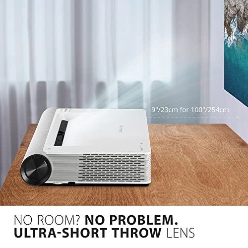 Viewsonic X2000L-4K Ultra Short Thorw Laser Projector with 4K UHD, 2000 ANSI Lumens, 0.22 ultra short throw ratio, Harman Kardon with Dolby/DTS support, HDMI USB Wi-Fi Bluetooth connectivity, White