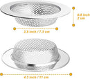 Luxerlife Upgraded Version Kitchen Sink Strainer, Stainless Steel Sink Strainer, Large Wide Rim 4.3" Diameter Sink Stopper (2-Pack)