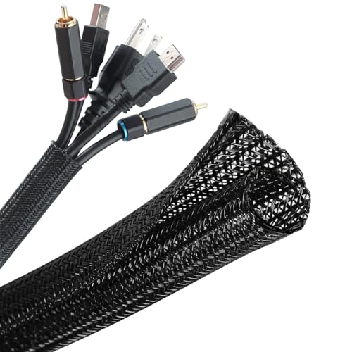 1/2" x 3 Meter Cable Sleeve, Wire Protector Cable Wrap Cover,Cable Organizer for Desk PC TV Computer, Cord Management for Home Office