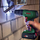 Bosch Home & Garden 18V Cordless Impact Hammer Drill Driver With 2.0Ah Battery, Charger and Case, 2 Speed, 20 Torque Settings, 13mm Chuck, 40Nm