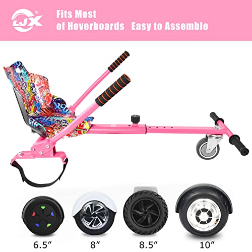 LJX Hoverboard Seat Attachment, Go Kart, Hoverboard Accessories for 6.5” 8” 10” Two Wheel Self Balancing Scooter, Suitable for Kids & Adults(Pink)