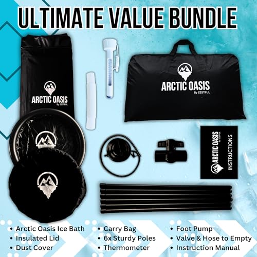 ARCTIC OASIS - Ice Bath Tub, Ice Plunge Bathtubs, Portable Bathtub, Fitness/Rehab Ice Bath for Athletes, Portable Ice Plunge Therapy Tub, Cold Recovery Bucket, Larger Size, Black
