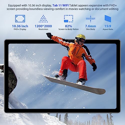 Blackview Tab 11 WiFi 2K Tablet Android 12 Tablet 10.36 Inch, 14(8+6) GB + 256GB (TF 1TB), 2000x1200 FHD+, MT8183 Octa-Core, 16MP+16MP, 8380mAh, OTG/BT/5G WiFi Tablet with Pen and Protective Case