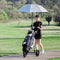 Costway 3 Wheel Golf Push Cart, Folding Collapsible Lightweight Iron Golf Pull Cart with Adjustable TPR Handle, Foot Brake, Include Umbrella/Scorecard/Golf Tee/Cup/Phone Holder, Mesh Bag, Easy to Open, Black