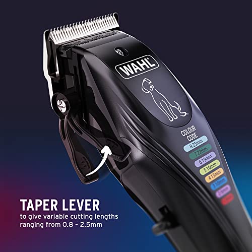 WAHL Colour Pro Rechargeable Pet Clipper, Pet Clippers with Colour Coded Combs, Full Coat Grooming Clippers for Dogs, Low Noise Pet Clippers, Corded/Cordless Dod Clippers.