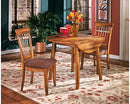 Signature Design by Ashley Berringer Dining Room Round Drop Leaf Table, Rustic Brown