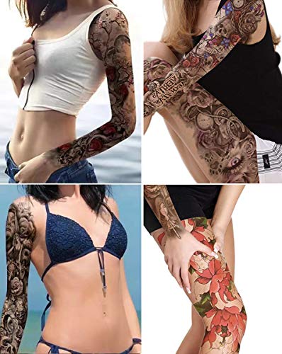 Full Arm Temporary Tattoo Stickers,Half Arm Tattoo Floral For Woman(17 Sheets)