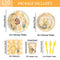 AURORAPARTY 1220pcs Classic Winnie Bear Baby Shower or Birthday Party Supplies Pooh Baby Shower Plates Napkins Cups Gender Neutral Birthday Decoration Tableware Set Serves 24