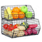 Fruit Vegetable Basket 2-Tier Wall-mounted Wire Storage Baskets Countertop Detachable Stackable Bin Kitchen Organizer Pantry Basket for Snack Canned Foods Potato Onion Storage Cabinet