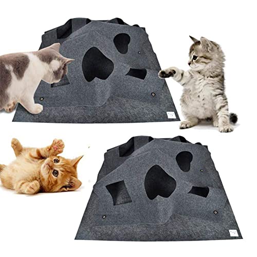 Collapsible Cat Agility Training Rug Mat Cat Activity Play Mat Scratching Thermal Bed Mat Playing Blanket Interactive Toy