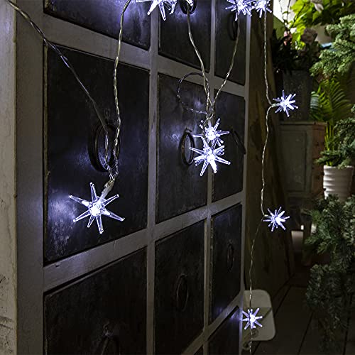 ALL FORTUNE Star String Lights, Cool White 20 LED Exploding Star Burst Fairy Lights Battery Operated for Bedroom, Christmas Decorations Indoors, Holiday Decoration, Wedding, Classroom Lights
