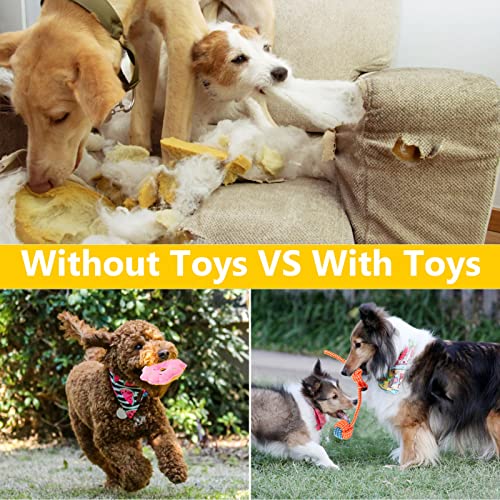 7 Pack Dog Toys, Dog Squeaky Toys, Puppy Toys for Teething Small Dogs, Stuffed Plush Dog Toys, Ropes for Medium to Large Dogs