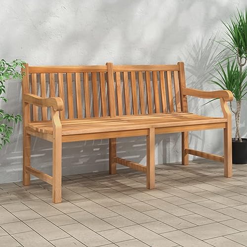 'vidaXL Garden Bench-150 cm-Teak Wood-Durable Outdoor Seating-Blends with Any Patio Decor-Easy Assembly Required