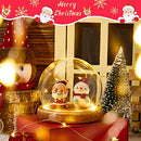 Christmas DIY Clear Glasses 5 Inch Terrarium Clear Craft Snow Globes Keepsake Display Globe with Light Wood Base for Xmas DIY Crafts Birthday Holiday Office Halloween Home Decor (1 Piece,Brown)