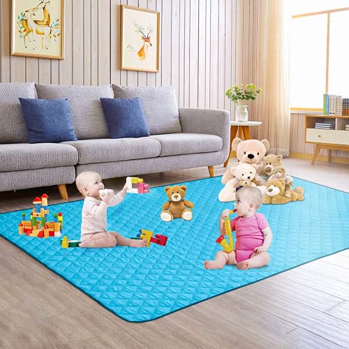 PinRui Extra Large Picnic & Beach Blanket Handy Mat Plus Thick Dual Layers Sandproof Waterproof Padding Portable for The Family, Friends, Kids,Blue 200x145cm