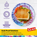 Glad Everyday Round Disposable 8.5” Paper Plates with Tie Dye Design | Heavy Duty Soak Proof, Cut-Resistant, Microwavable Paper Plates for All Foods & Daily Use | 8.5 Inches, 50 Count