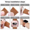 Tobpob Leather Bands for Fitbit Versa 2 Bands, Fitbit Versa Band,Versa Lite/SE Band for Men Women, Soft Genuine Leather Bands Replacement Straps for Fitbit Versa 2 / Versa/Versa Lite/SE, Brown