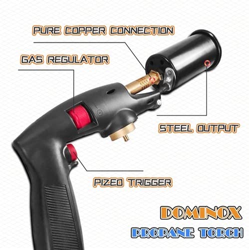 DOMINOX Propane Torch Butane Grill Cooking Sous Vide Charcoal Fire Starter Flame Torch Lighter Kitchen Culinary Torch Gun for Creme Brulee Campfire BBQ Searing Camping (Propane Not Included)