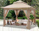 ABCCANOPY 13'x13' Gazebo Tent Outdoor Pop up Gazebo Canopy Shelter with Mosquito Netting (Khaki)