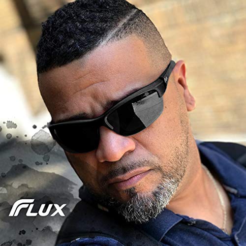 Flux AVENTO Polarized Sports Sunglasses UV400 Protection with Anti-Slip Function and Lightweight Frame - for Men and Women when Driving, Running, Baseball, Golf, Casual Sports (BLK)