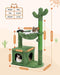 PAWZ Road Cactus Cat Tree 102cm Cat Tower Cat Scratching Post with Cat Condo, Large Hammock and Dangling Balls for Indoor Cats