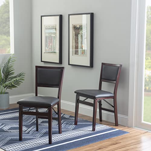 (Espresso) - Linon Keira Padded Folding Dining Chairs - Set of 2