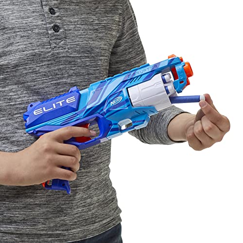 NERF Elite - Reflex Blue Disruptor Blaster - Rotating Drum - 6 Official Nerf Elite Darts - Slam Fire Action - Amazon Exclusive - Outdoor Games and Toys for Kids - Boys and Girls - F2697 - Ages 8+, Multicolour, One Size